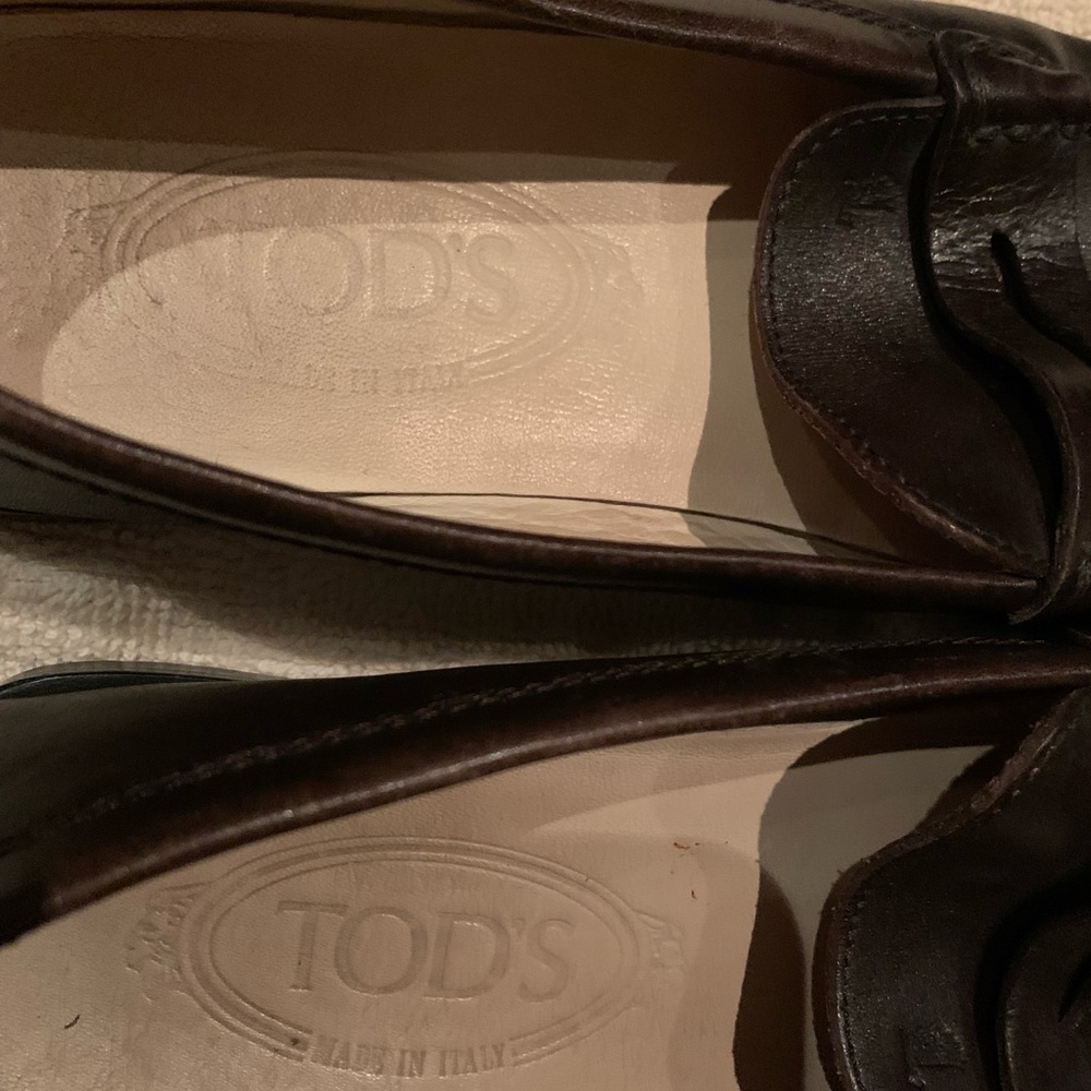 Tod's Dark Brown Leather Penny Loafers